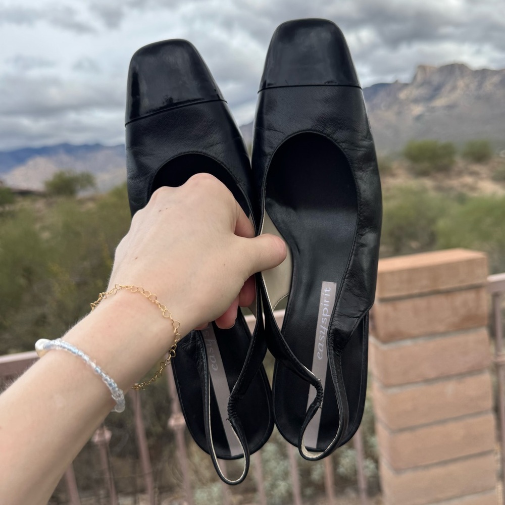 Easy Spirit Black Square Toe Slingback Low Heels – Size 8B